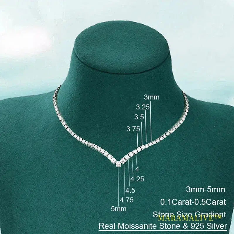 Moissanite Tennis Necklace 925 Sterling Silver D Color Lab Diamond Necklaces with GRA Certificate Fine Jewelry for Women