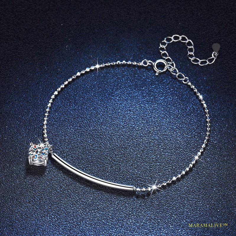 Moissanite Women's Anklet Bracelet - Dazzling Lab-Made Diamond Jewelry