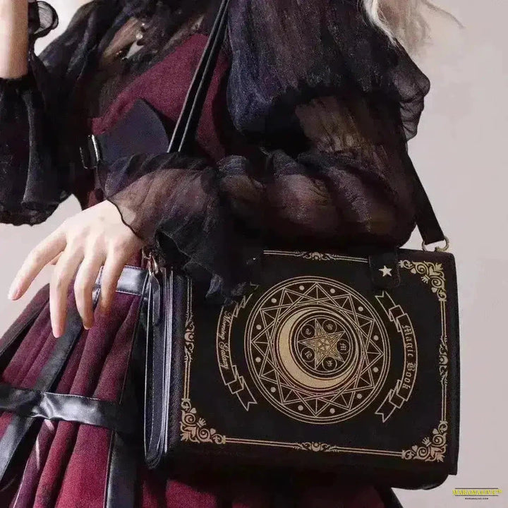 Moon Magic Book Lolita Bag: Gothic Inspired, Dynamic Double Shoulder, Diagonal Cross Body & Handbag