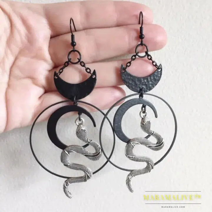 Moon Queen Bee Statement Earrings Creativity Handmade Jewelry Wicca Big Weird Darkness Witch Women Gift Goth Statement Grunge