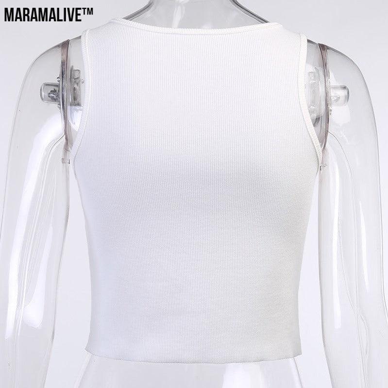 Mortal Mesh: Navel Cropped Short Vest Female Gothic Style Vest Skull Print Top