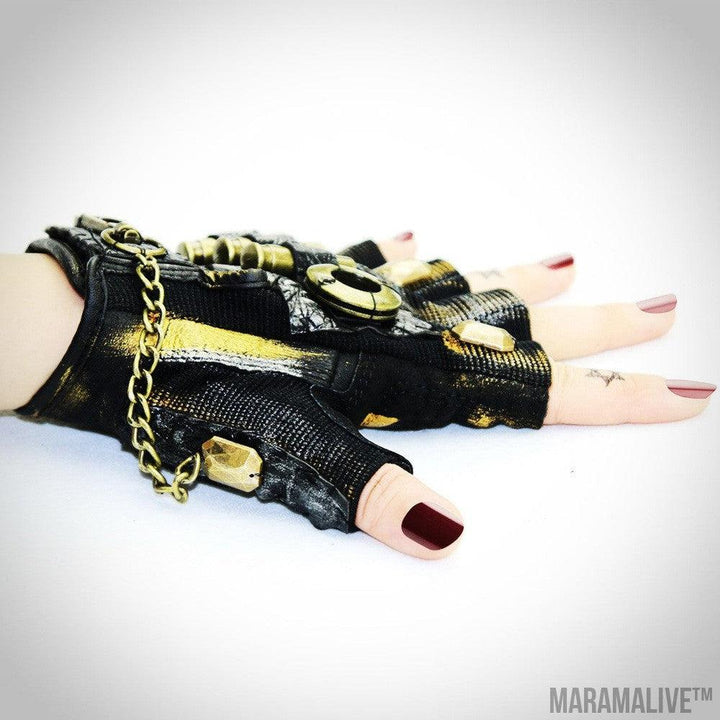 Motorcycle steampunk neutral half-finger gloves