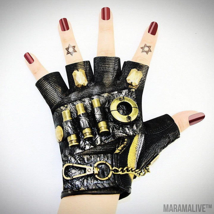 Motorcycle steampunk neutral half-finger gloves