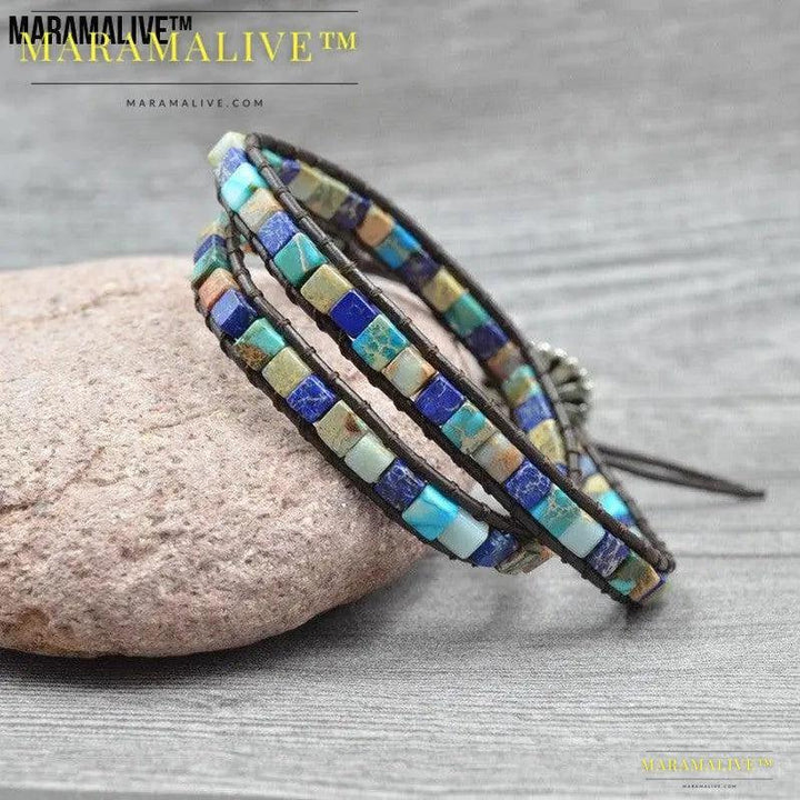 Multi Layer Handwoven Imperial Stone Bracelet