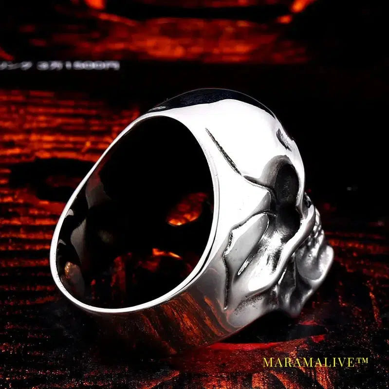 Mysterious Portrait Retro Pattern Skull Ring Biker High Quality Jewelry