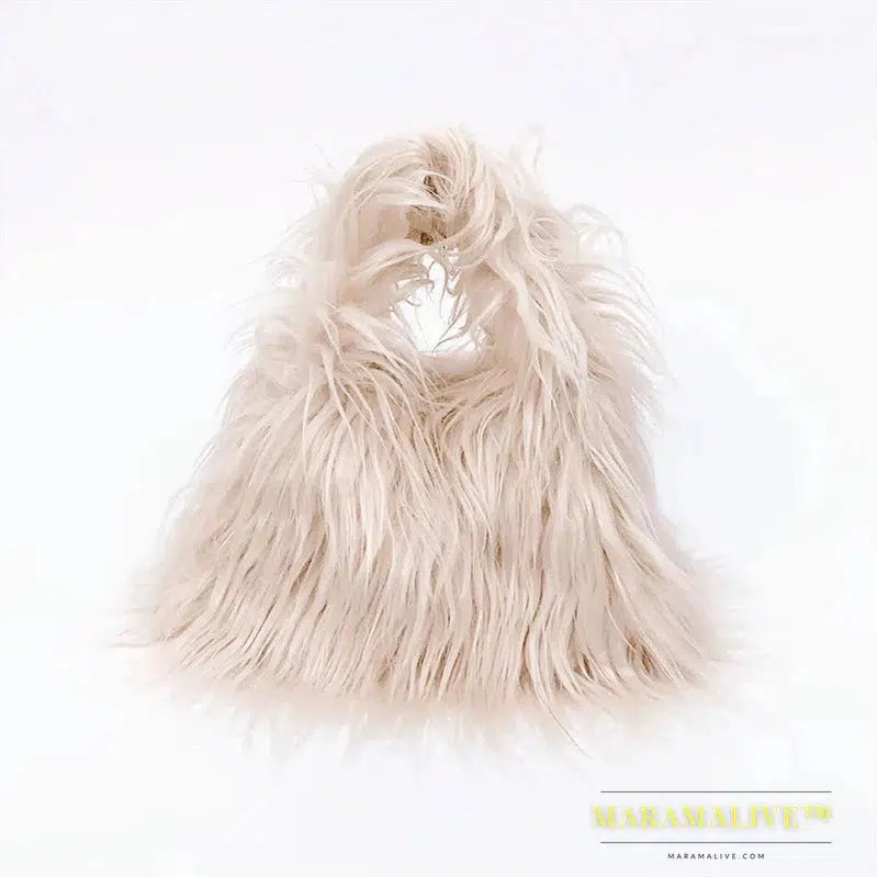 NEW Fashion Faux Fur Women Shoulder Bags Y2K Fashion Plush Handbags Luxury Tote Soft Warm Winter Hairy Purse 2023