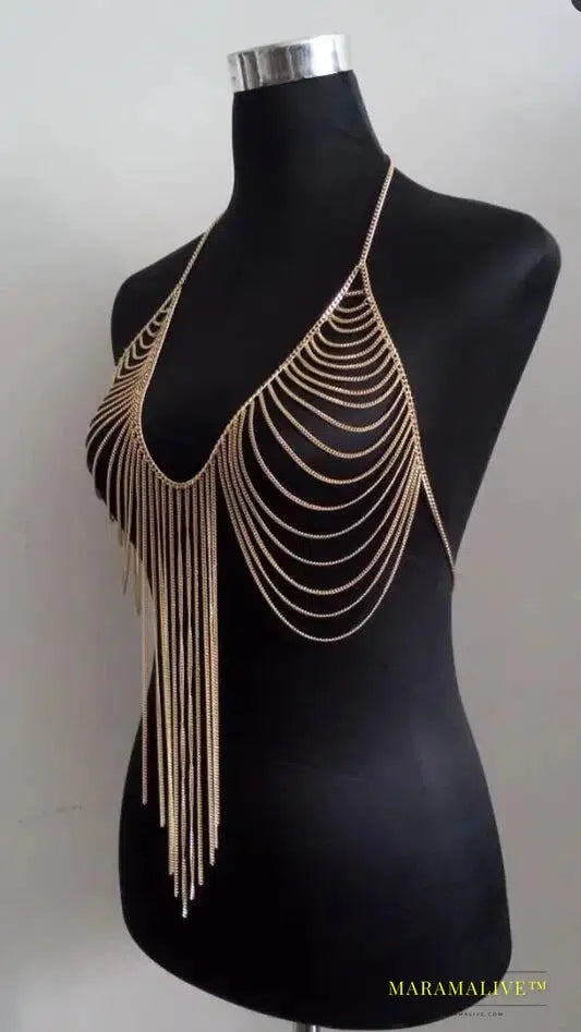 NEW STYLE Gold Color CHAINS UNIQUE DESIGN LAYERS BRA Chains JEWELRY HARNESS Chains JEWELRY 3 COLORS