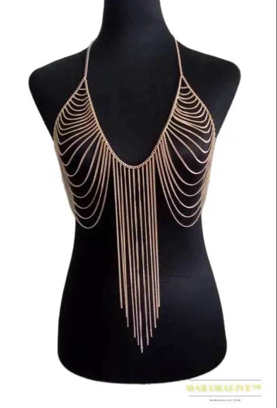 NEW STYLE Gold Color CHAINS UNIQUE DESIGN LAYERS BRA Chains JEWELRY HARNESS Chains JEWELRY 3 COLORS