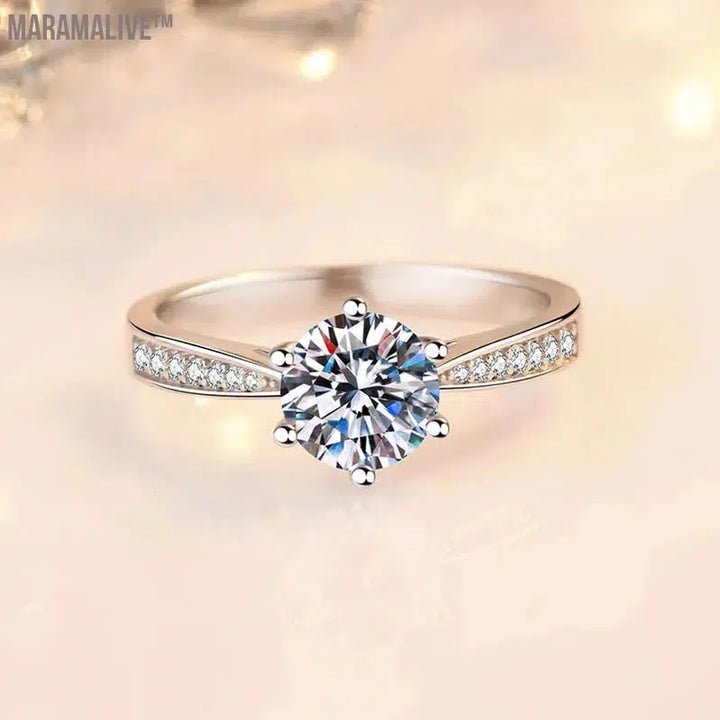 NKHOG Real 3 Carat Moissanite Rings For Women 925 Sterling Silver Classic 6 Claws Engagement Band Jewelry Romantic Wedding Ring