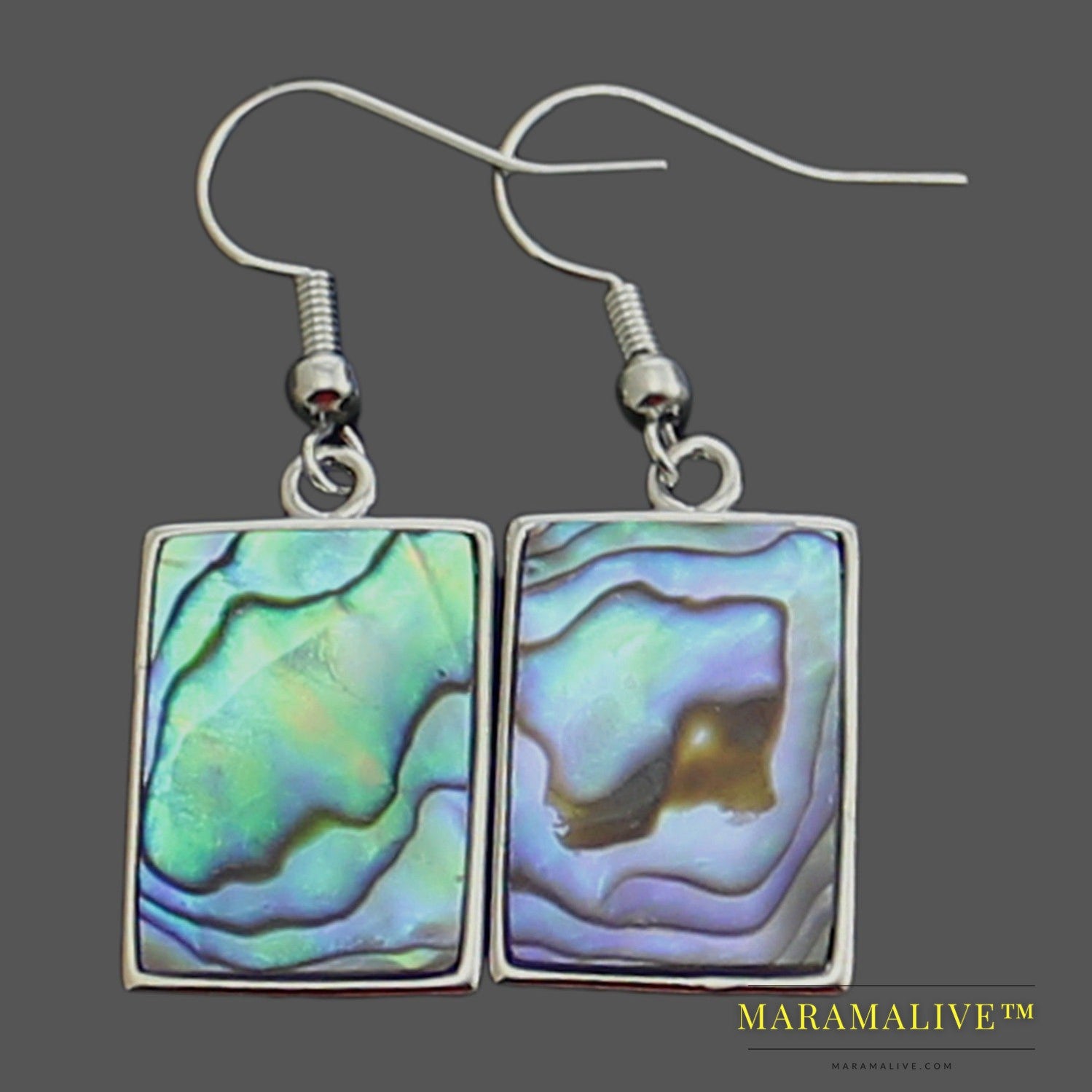 Natural Abalone Colorful Shell Rectangular Edging Ethnic Style Jewelry Earrings