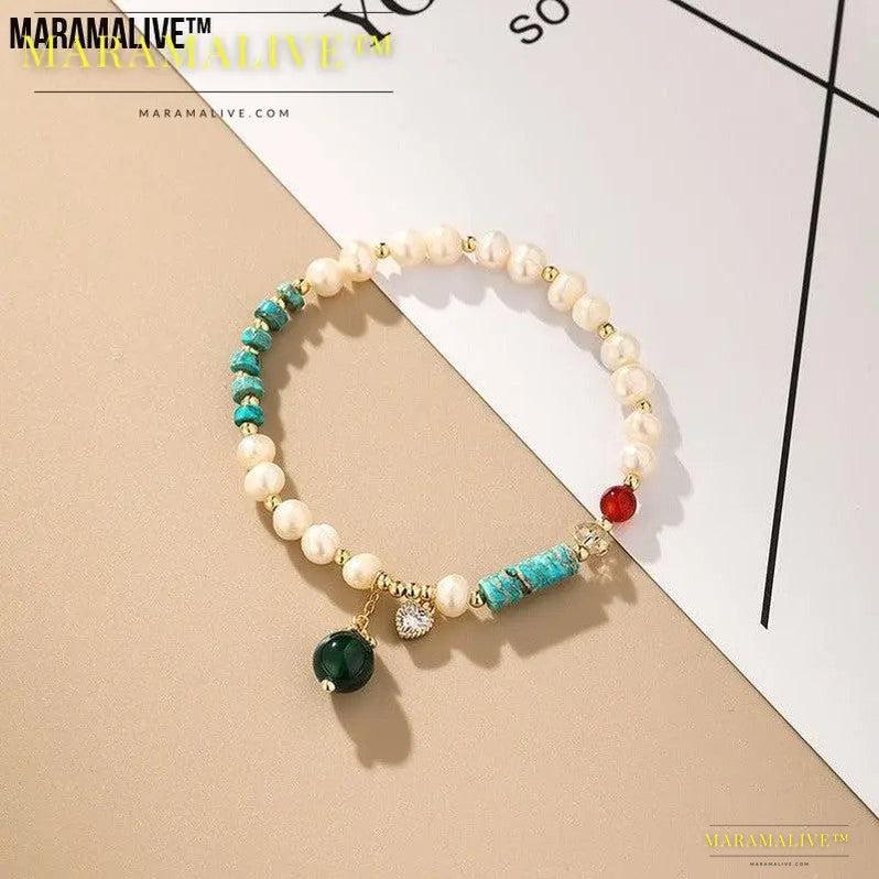 Natural Freshwater Pearl Color Matching Agate Turquoise Bracelet