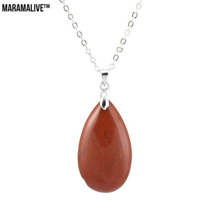 Natural Stone Water Drop Pendant Fashion Simple Multicolor Couple's Pendant Necklace