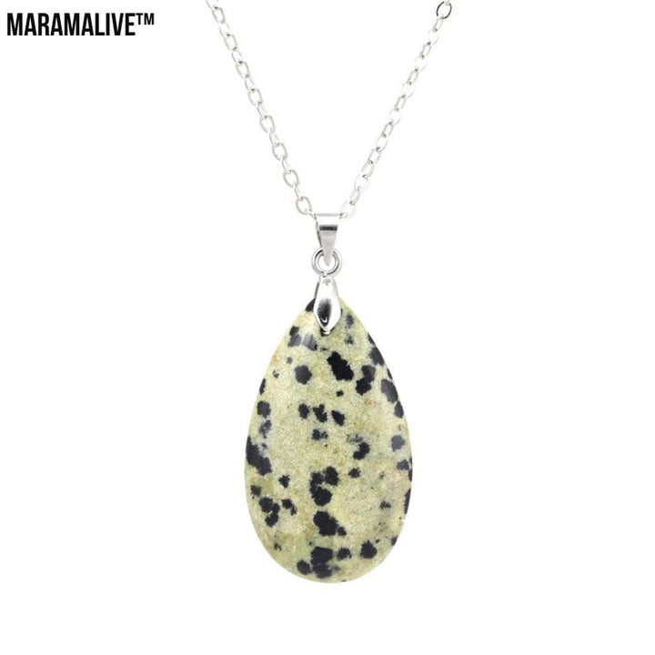 Natural Stone Water Drop Pendant Fashion Simple Multicolor Couple's Pendant Necklace