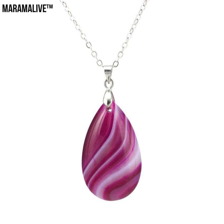 Natural Stone Water Drop Pendant Fashion Simple Multicolor Couple's Pendant Necklace