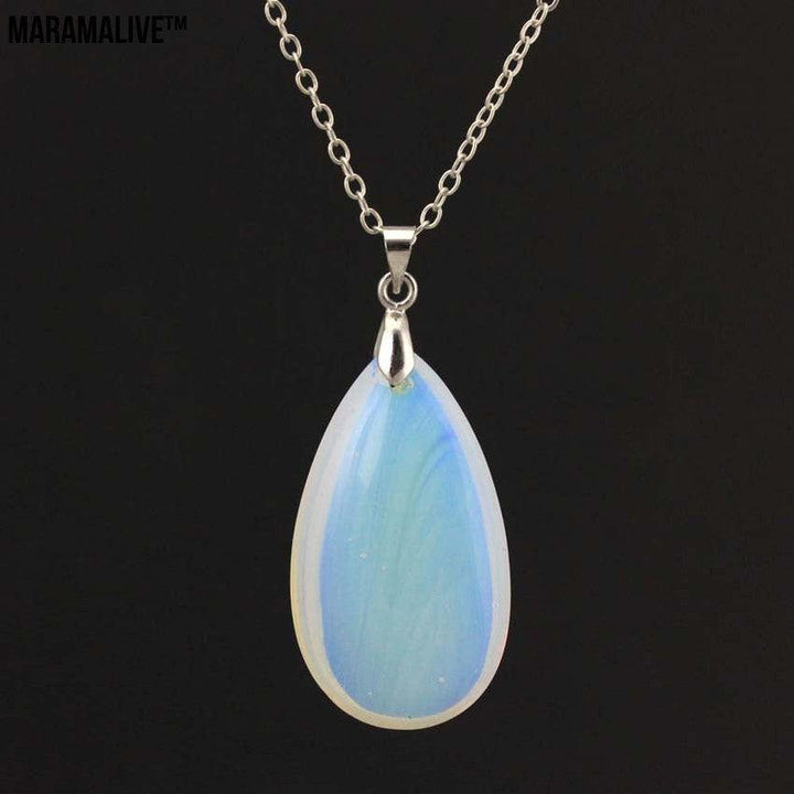 Natural Stone Water Drop Pendant Fashion Simple Multicolor Couple's Pendant Necklace