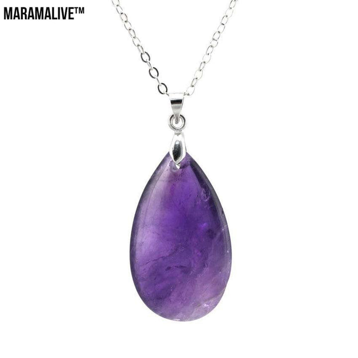 Natural Stone Water Drop Pendant Fashion Simple Multicolor Couple's Pendant Necklace