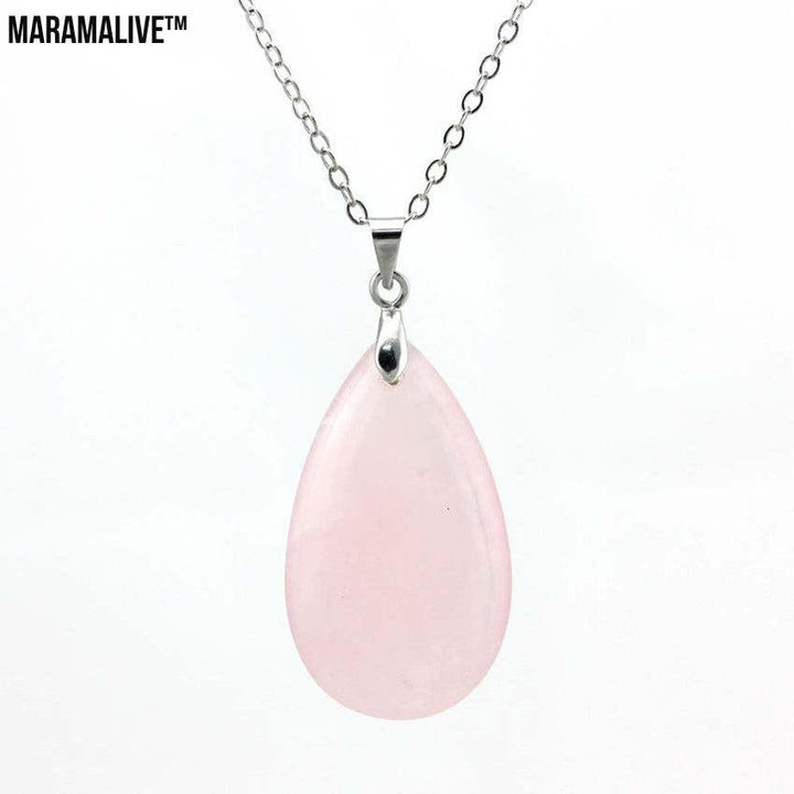 Natural Stone Water Drop Pendant Fashion Simple Multicolor Couple's Pendant Necklace