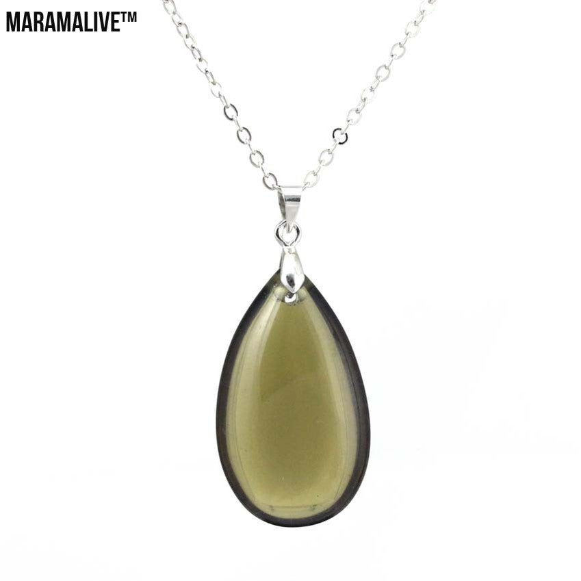 Natural Stone Water Drop Pendant Fashion Simple Multicolor Couple's Pendant Necklace