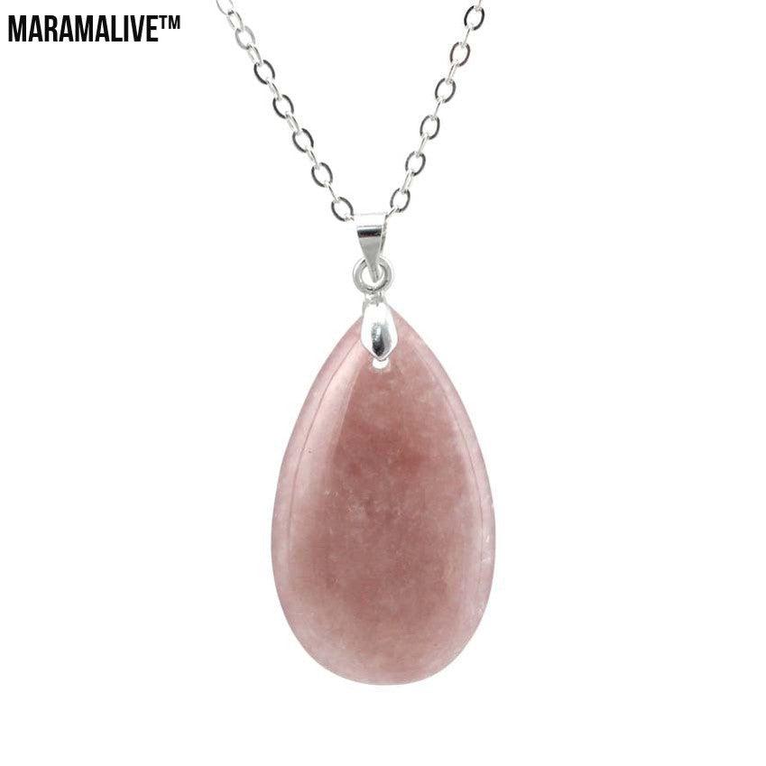 Natural Stone Water Drop Pendant Fashion Simple Multicolor Couple's Pendant Necklace