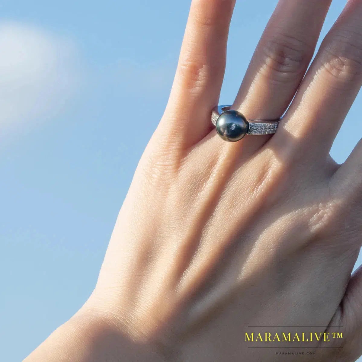 Natural Tahitian Black Pearl Engagement Ring With Certificate 925 Sterling Silver Ring Moissanite Ring