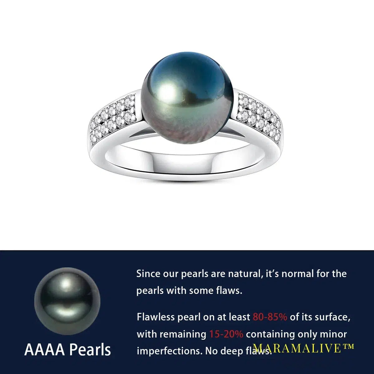 Natural Tahitian Black Pearl Engagement Ring With Certificate 925 Sterling Silver Ring Moissanite Ring