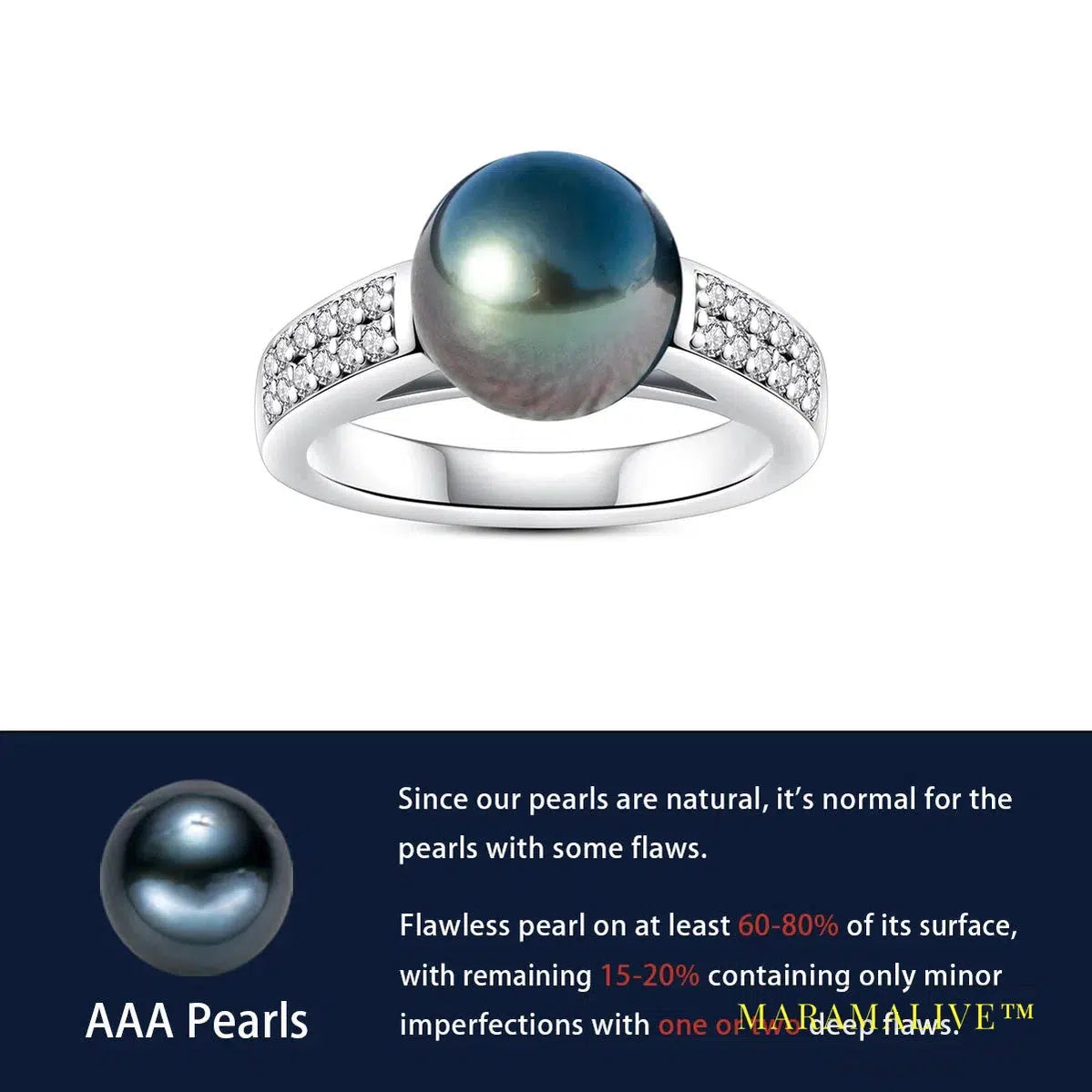 Natural Tahitian Black Pearl Engagement Ring With Certificate 925 Sterling Silver Ring Moissanite Ring