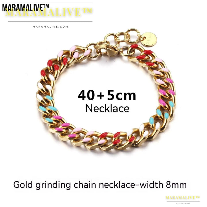 Necklace Creative Epoxy Titanium Steel Cuban Link Chain