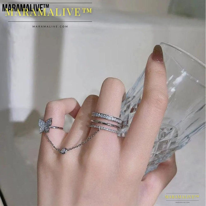 Net Red Butterfly Tassel Finger Ring Special-interest Design