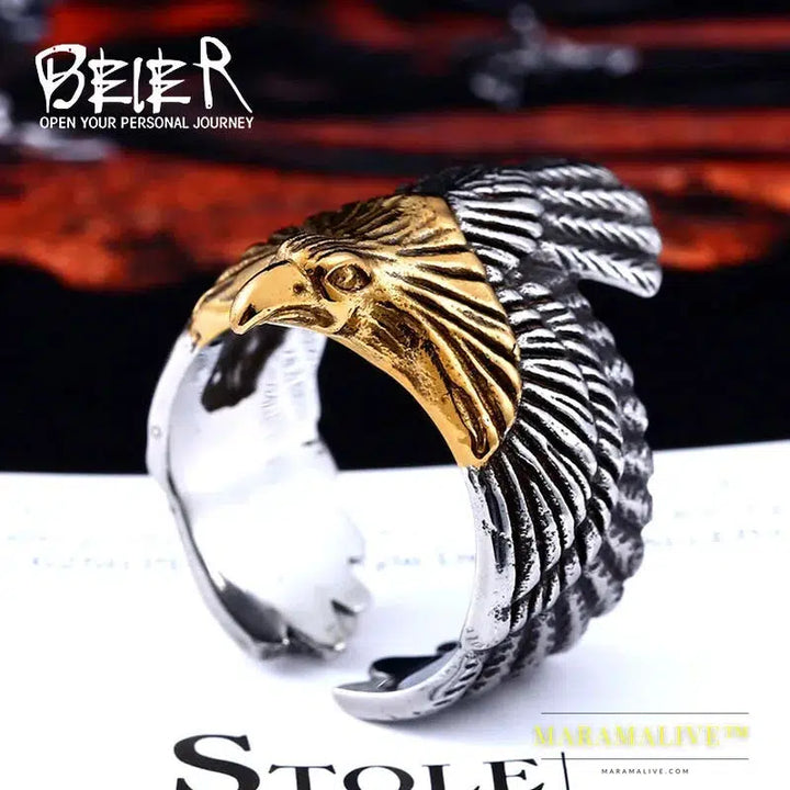 New 316L Stainless Steel High Quality Flying Eagle Birds Men Ring Domineering Men's Ring