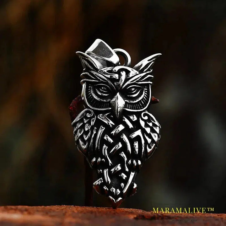 New 316L Stainless Steel Nordic Vikings Runes Amulet Pendant Owl Necklace Owl Runes Necklace Nordic Talisman