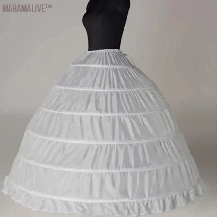 New 6 Hoop Crinoline Black White Long Wedding Petticoat Ball Gown Dress Underskirt Skirt Half Slips Wedding Accessories