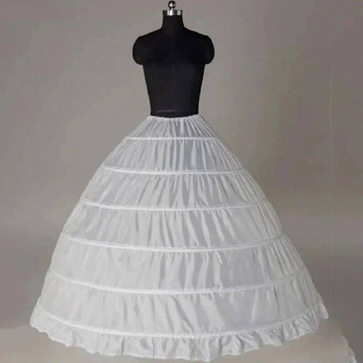 New 6 Hoop Crinoline Black White Long Wedding Petticoat Ball Gown Dress Underskirt Skirt Half Slips Wedding Accessories