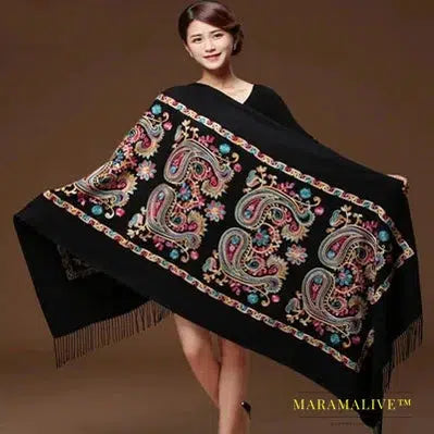 New Arrival Shawl Women Embroider Flower Scarf Pashmina Cashmere Scarf Winter Warm Fine Tassels Scarf Shawl Fashion Shawl Scarve