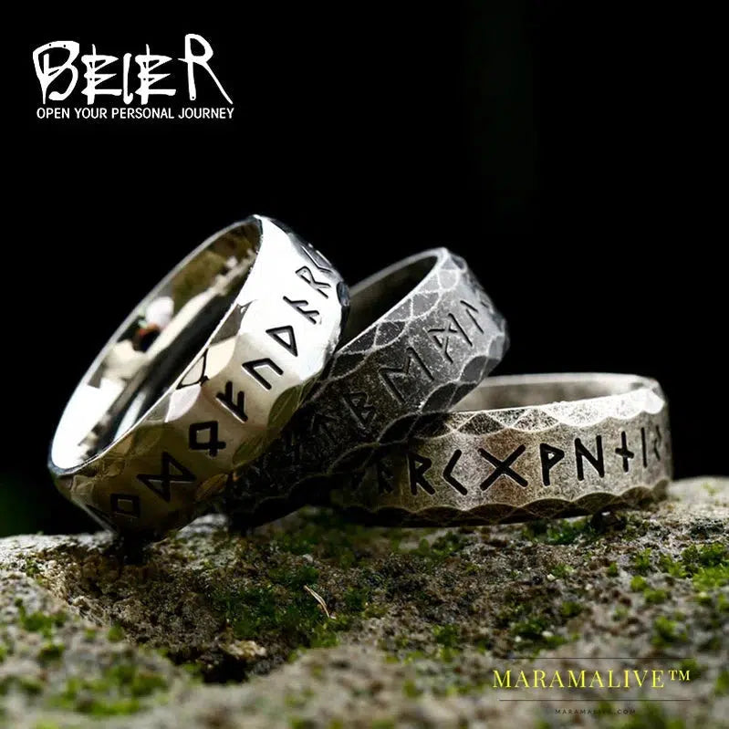 New Arrival Simple Round Viking Runes Words Odin Norse Viking Amulet RETRO Rings