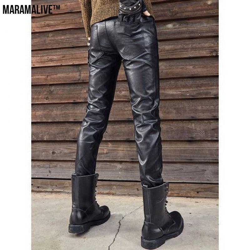 New Arrival Vegan-Friendly Leather Retro Slim Fit Biker Pants