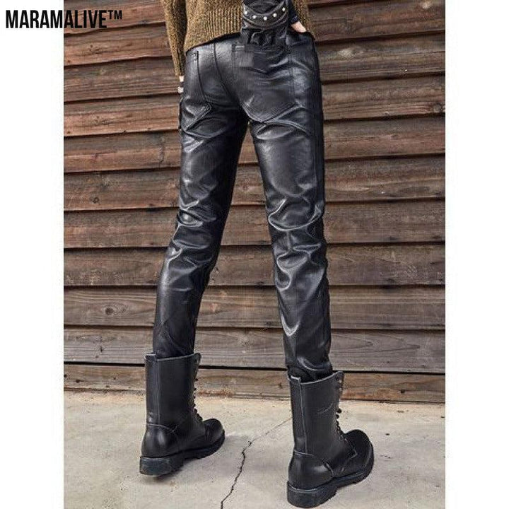 New Arrival Vegan-Friendly Leather Retro Slim Fit Biker Pants