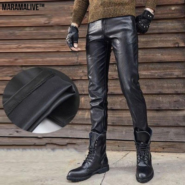 New Arrival Vegan-Friendly Leather Retro Slim Fit Biker Pants