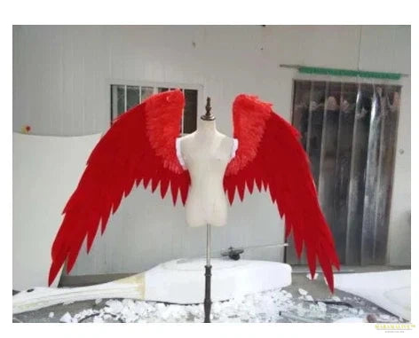 New Arrive Angel Feather Wings White Red Fashion Show Displays Wedding Cosplay Game Costume Festival Party Adult Model Props