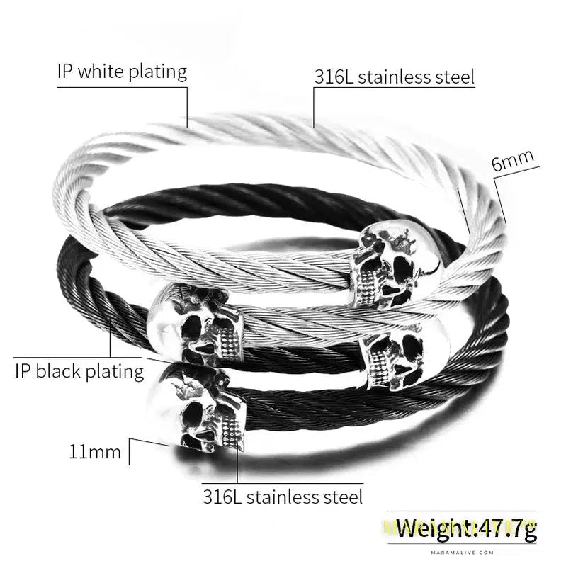 New Cool Punk Skull Bracelet For Man 316 Stainless Steel love Bangle Man's High Quality Jewelry BRG-012