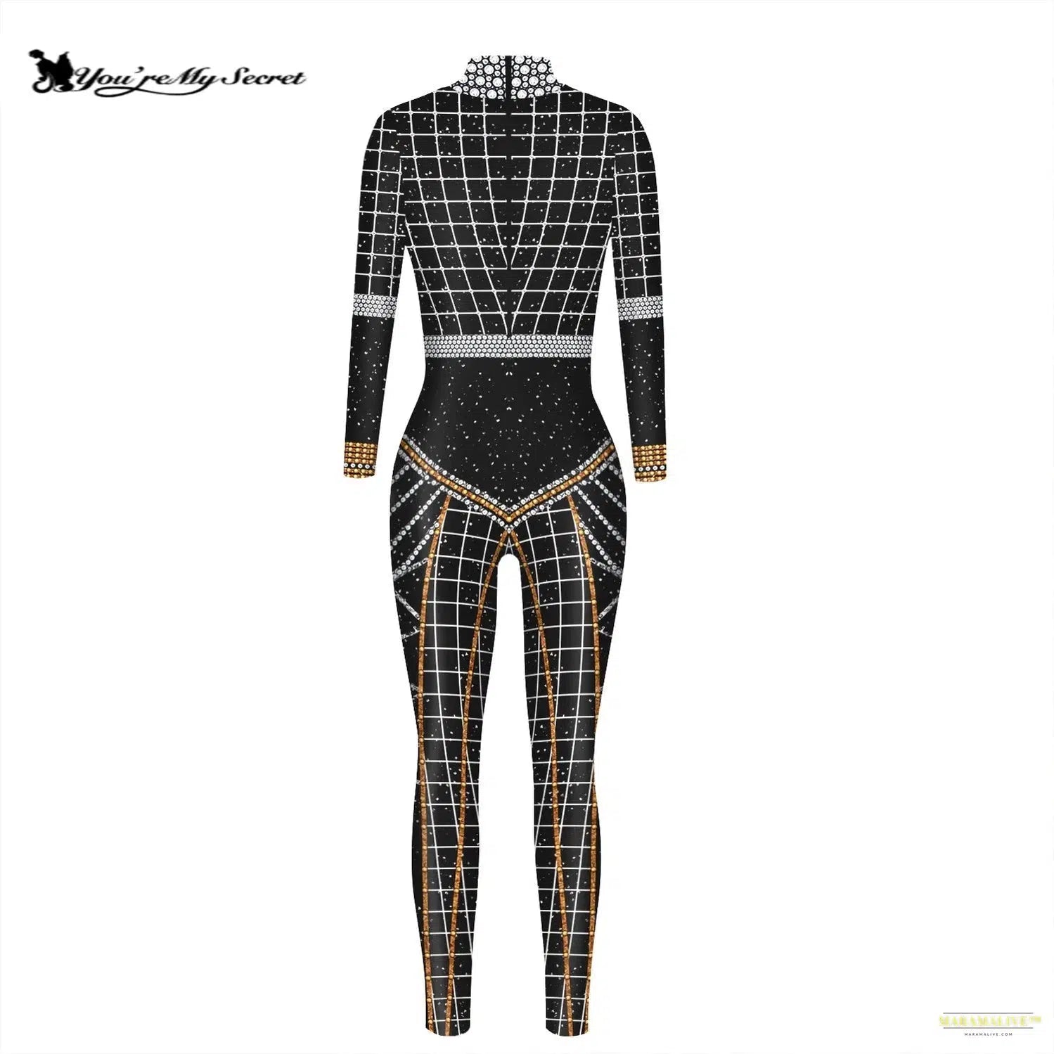 New Cosplay Costumes for Woman 3D Digital Printing Black Long Sleeves Jumpsuit Elastic Slim Bodysuit