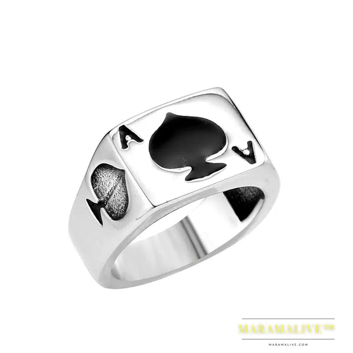 New Creative Design High Quality Ace Of Spade Playing Card Ring For Men Punk Hip Hop