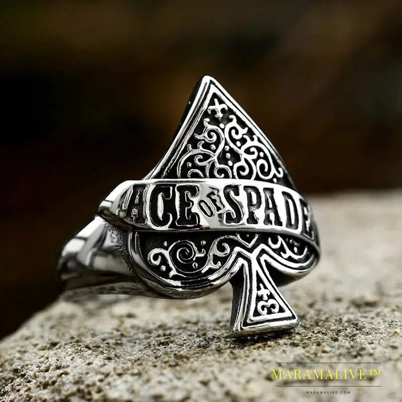 New Creative Design High Quality Ace Of Spade Playing Card Ring For Men Punk Hip Hop