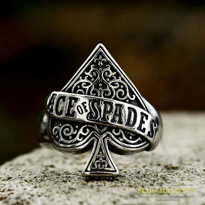 New Creative Design High Quality Ace Of Spade Playing Card Ring For Men Punk Hip Hop