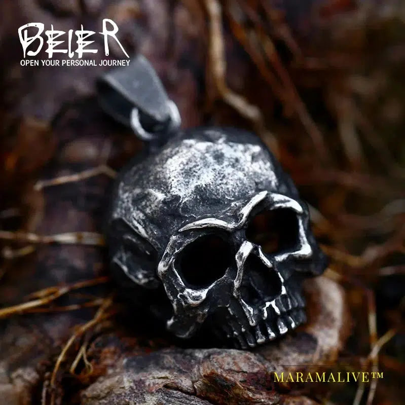 New Design 316L Stainless Steel Skull Pendant Retro Skeleton Men's Pendant Punk HipHop Jewelry