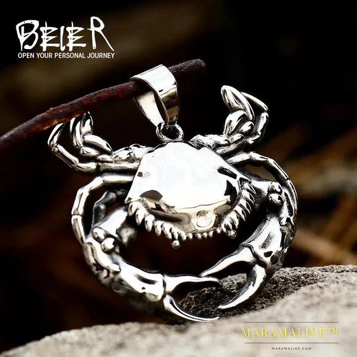 New Design Ocean Series Stainless Steel Crab Pendant Fashion Detailed Trendy Jewelry For Men Women