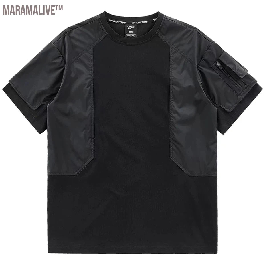 New Designer T Shirt Patchwork Cargo T-shirts Men Techwear Streetwear Tee Shirts Fashion Harajuku Hip Hop Tshirt Ninja Top