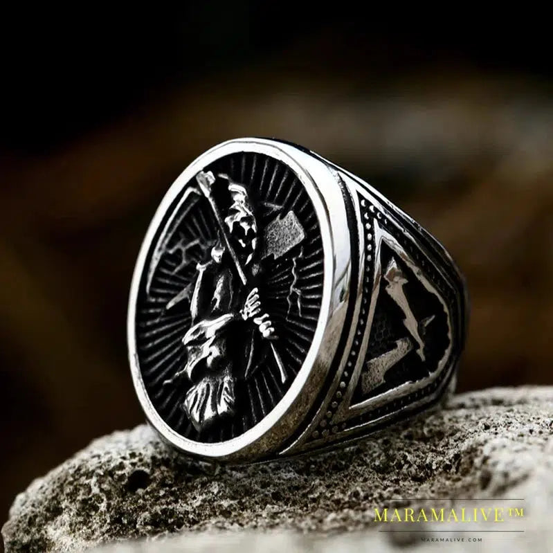 New Designs 316L Stainless Classic Hell Skull Grim Reaper Men's Ring Punk Party High Quality Jewelry