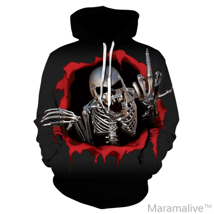 New Digital Print Hoodie Sweater Long Sleeve Men's