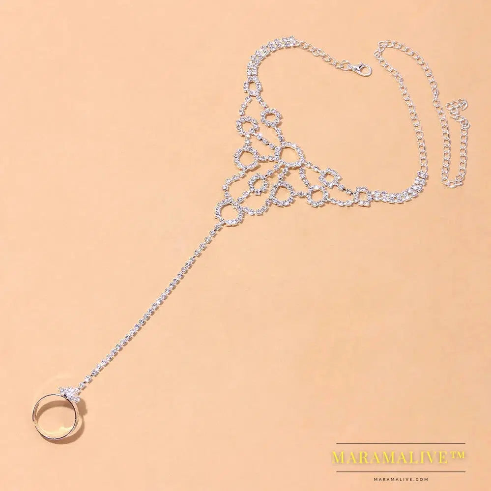 New Fashion Rhinestone Toe Anklet Summer Beach Jewelry for Women Silver Color Bohemian Crystal Anklet Barefoot Jewelry