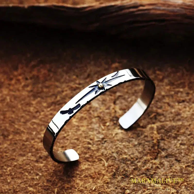 New Fashion Stainless Steel Viking Sun Eagle Bangle For Men Luck Jewelry